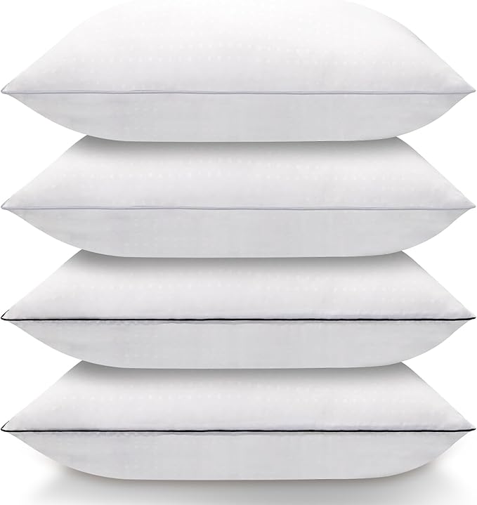 Bed Pillows for Sleeping Standard Size Set of 4, Luxury Hotel Quality Cooling Pillows, Super Soft Down Alternative Fill for Side Back and Stomach Sleepers