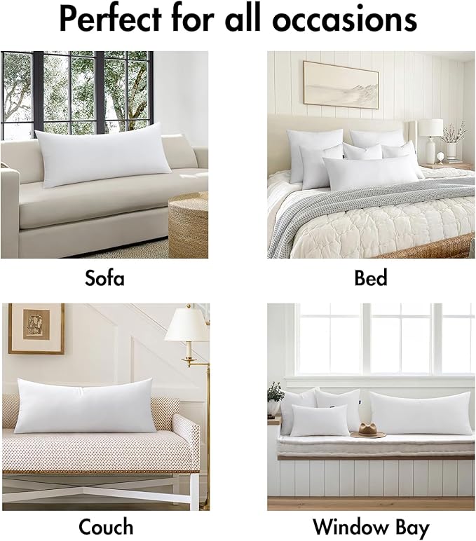 14x36 Inch Throw Pillow Insert Premium Throw Pillow Virgin Microfiber Stuffer Rectangle Pillow for Sofa Bed Couch
