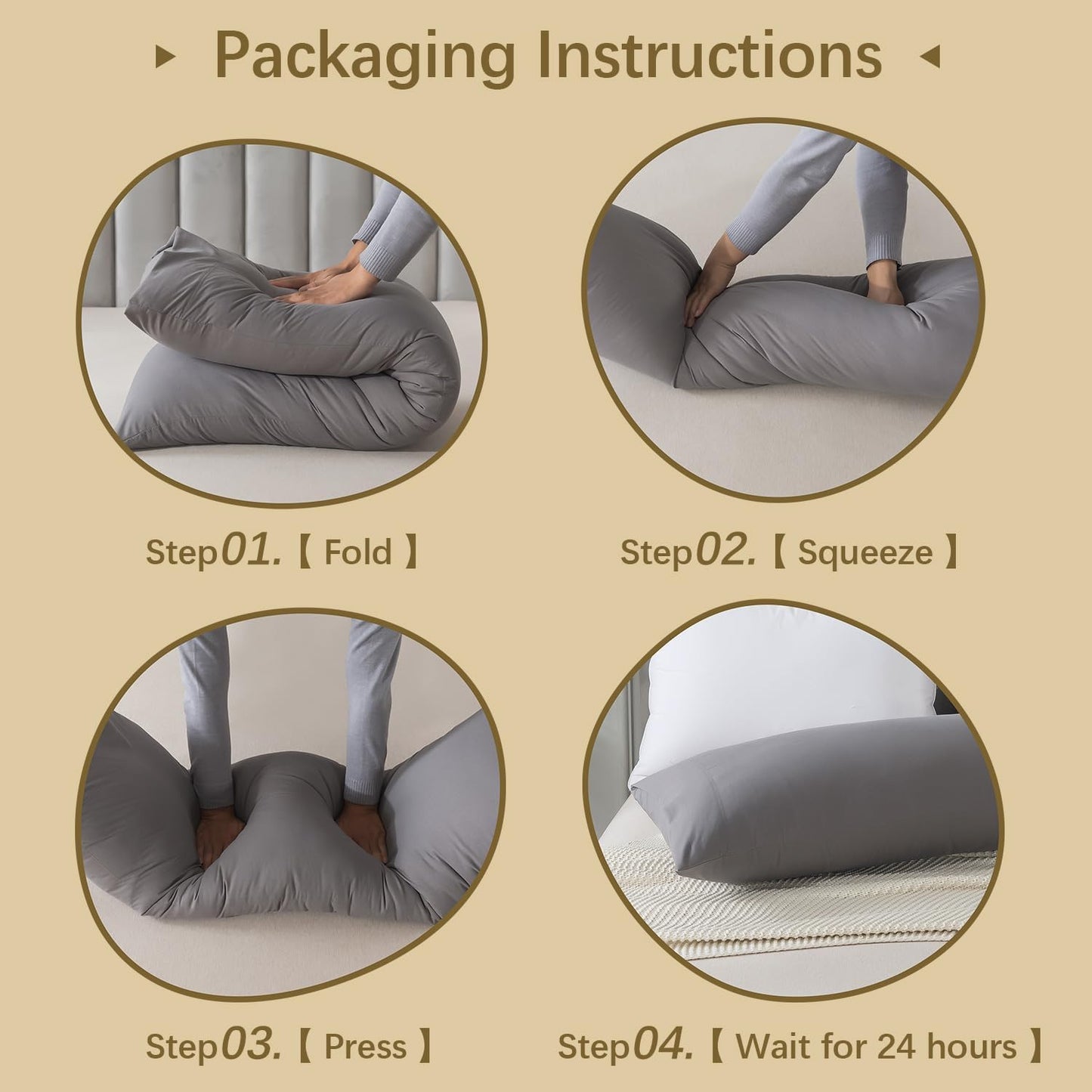 Memory Foam Body Pillow with Pillowcase, Soft Large Long Bed Pillow for Adults, Breathable Full Body Pillow with Removable Pillow Cover - Dark Grey