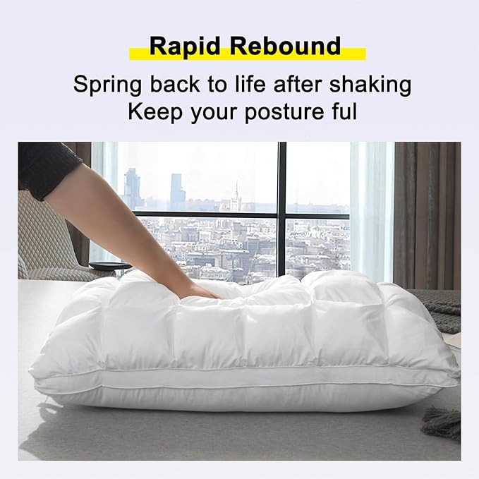 Pillows Queen Size Set of 2, Soft Support Queen Pillows 2 Pack for Bed, Fluffy Down Alternative Pillow, Luxury Hotel Gel Pillow for Side Sleeping (White)