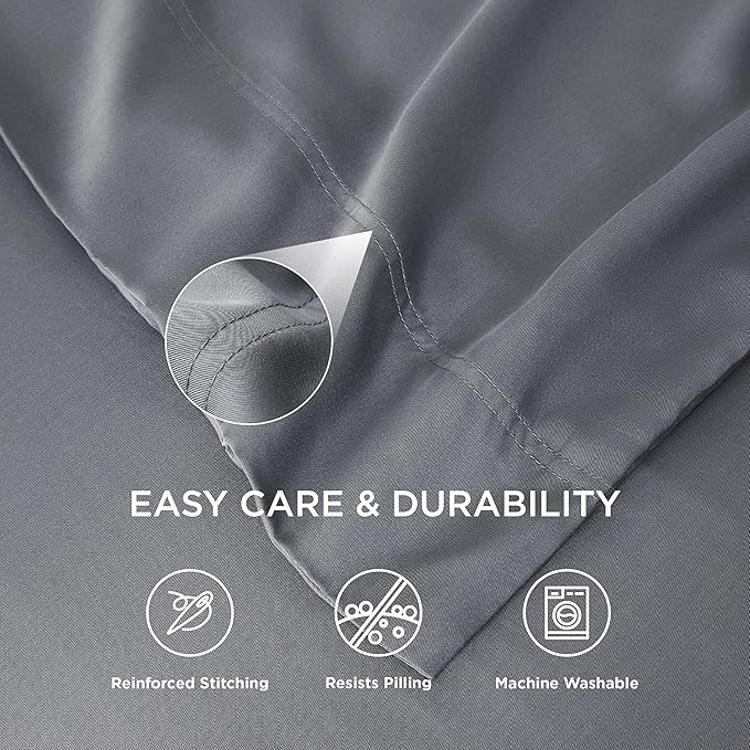 Cooling Pillow Cases Queen Size Set of 2, Rayon Derived from Bamboo Cooling Pillowcases for Hot Sleepers, Cool Pillow Covers with Envelope Closure, Gifts for Women Men, Dark Grey, 20x30 Inches
