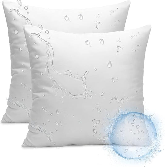 Outdoor Pillow Inserts, 18x18 Waterproof Throw Pillows Pack of 2, Outdoor Pillows Water-Resistant Decorative Premium Square Pillow Stuffer Sham for Porch Patio Living Room Bedroom Furniture