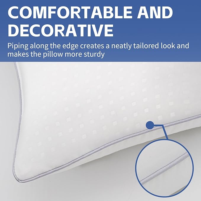 Bed Pillows for Sleeping Standard Size Set of 4, Luxury Hotel Quality Cooling Pillows, Super Soft Down Alternative Fill for Side Back and Stomach Sleepers