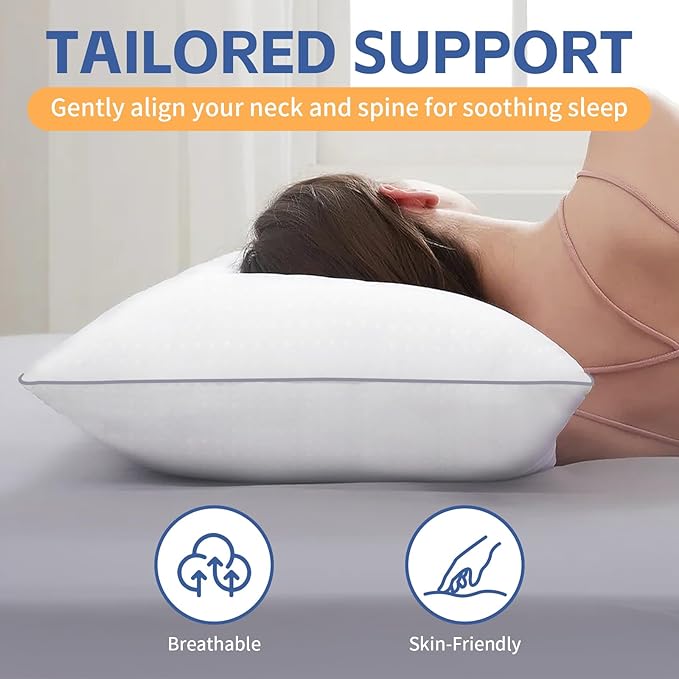 Bed Pillows for Sleeping Standard Size Set of 4, Luxury Hotel Quality Cooling Pillows, Super Soft Down Alternative Fill for Side Back and Stomach Sleepers