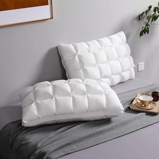Pillows Queen Size Set of 2, Soft Support Queen Pillows 2 Pack for Bed, Fluffy Down Alternative Pillow, Luxury Hotel Gel Pillow for Side Sleeping (White)