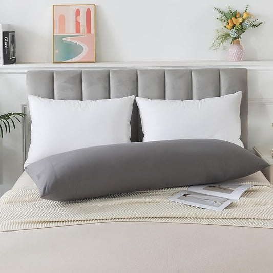 Memory Foam Body Pillow with Pillowcase, Soft Large Long Bed Pillow for Adults, Breathable Full Body Pillow with Removable Pillow Cover - Dark Grey